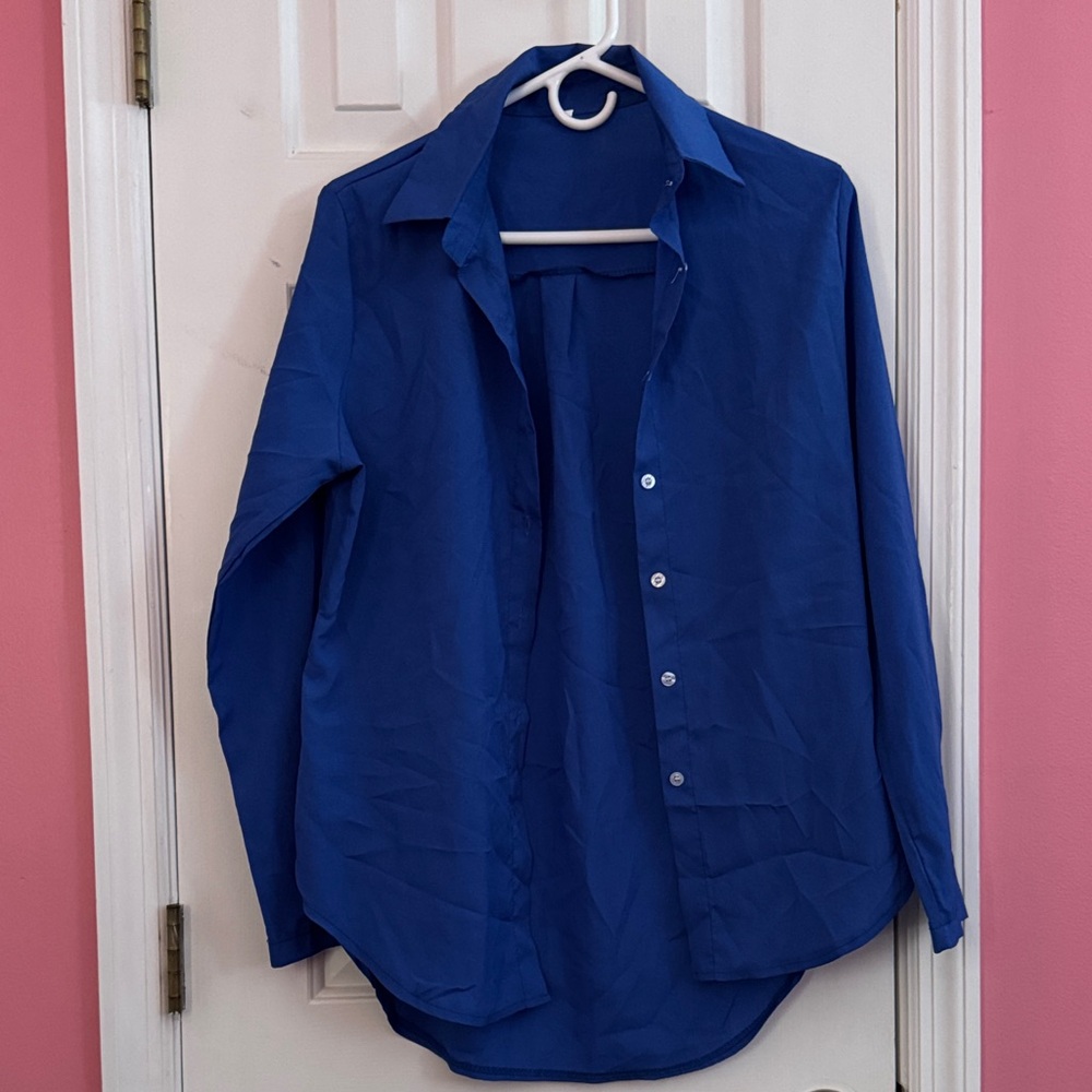 3/$20 Women's Elegant Blue Button Down Shirt